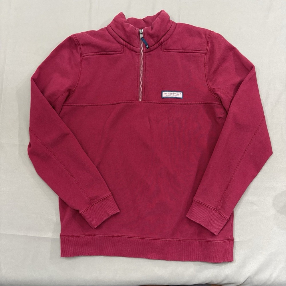 Vineyard Vines Boys Quarter Zip Shep Shirt Pullover Cotton Preppy XL 18 Burgundy